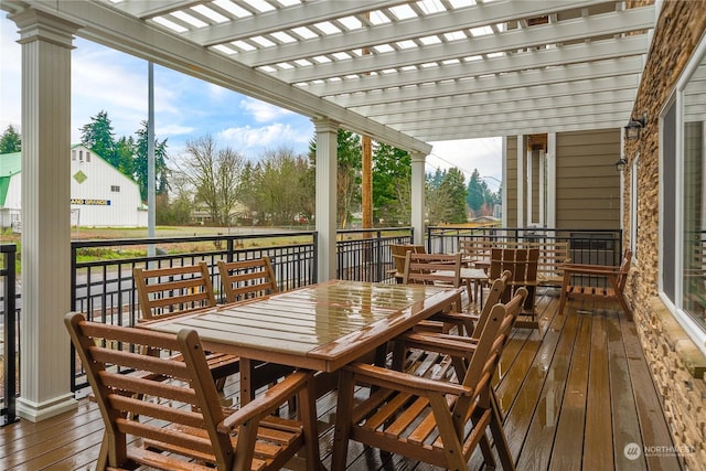 wooden deck with a pergola