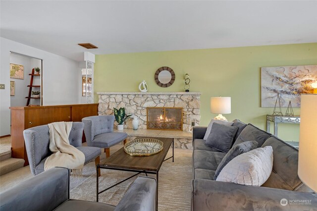 4144 94th Ave SE, Mercer Island, WA 98040 - living room with a stone fireplace