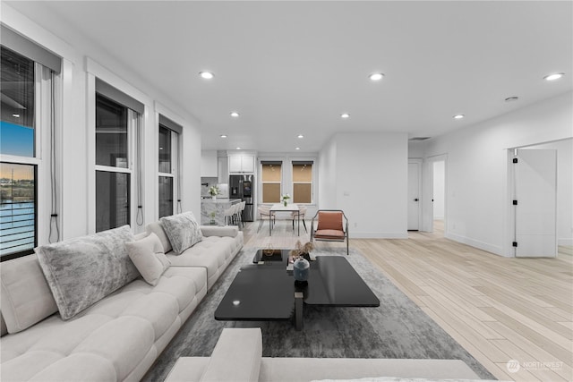 living room with light wood-type flooring