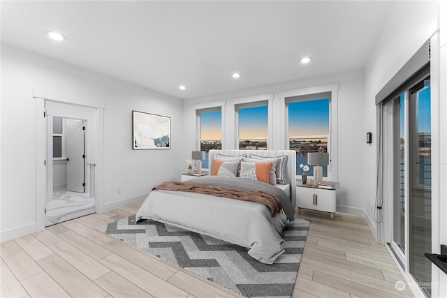 bedroom featuring light hardwood / wood-style floors