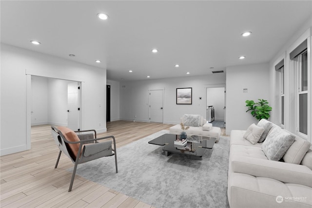 living room featuring light hardwood / wood-style flooring