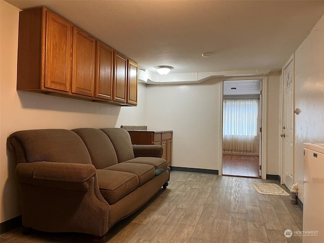 living room with light hardwood / wood-style flooring