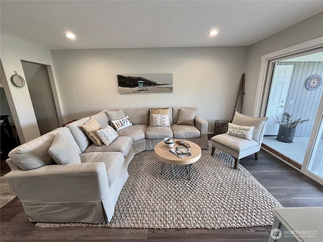 373 Sand Dune Ave NW, Ocean Shores, WA 98569 - living room with dark wood-style floors and recessed lighting