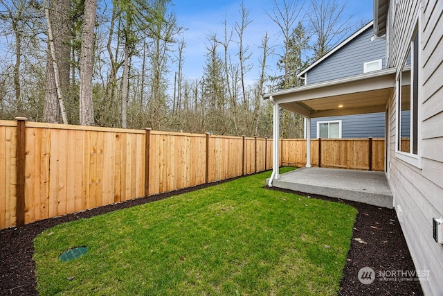 view of yard featuring a patio area