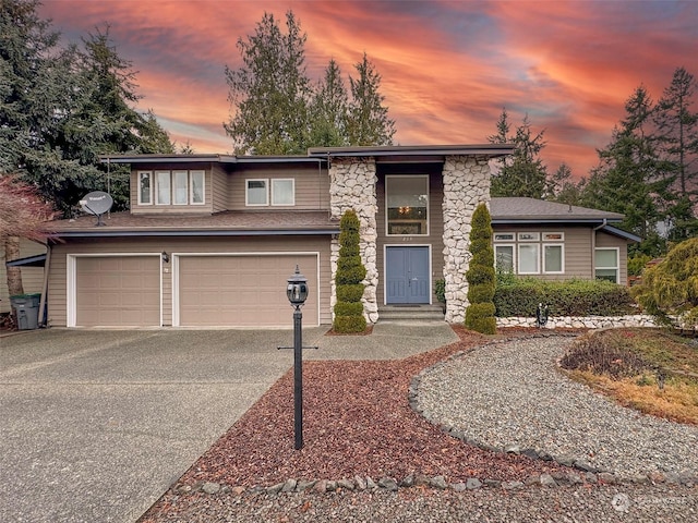 prairie-style house with a garage