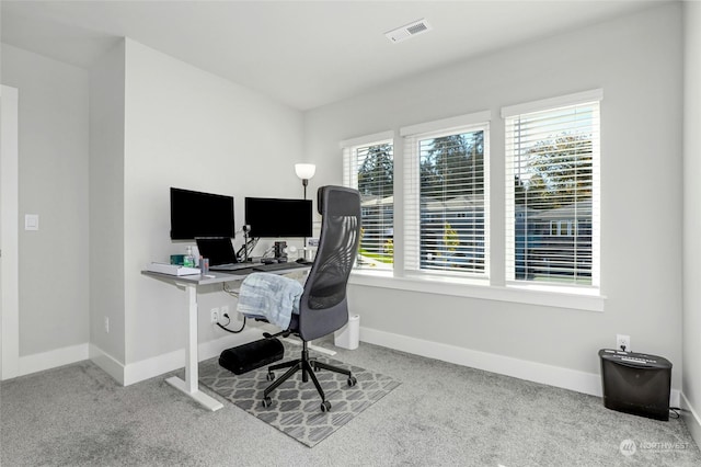 office featuring light colored carpet