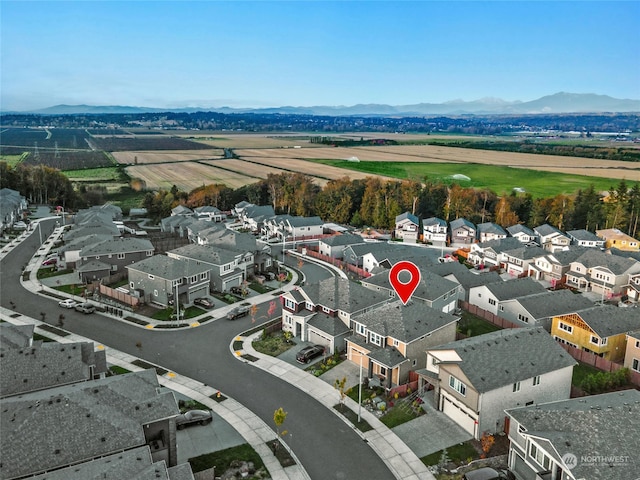 aerial view with a mountain view