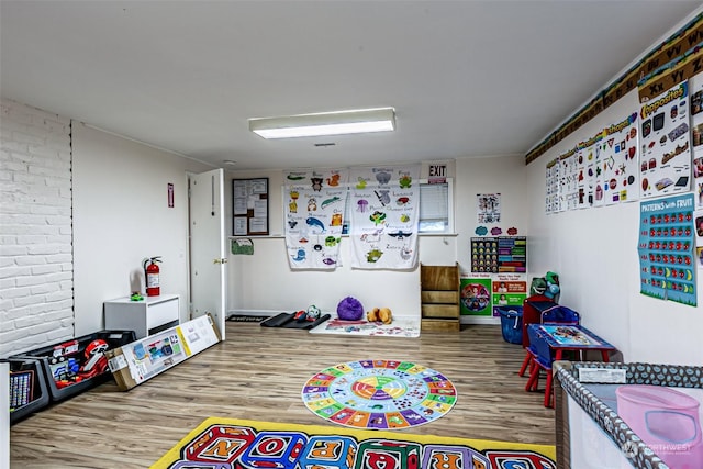 game room featuring hardwood / wood-style floors