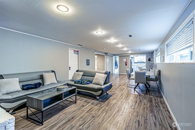 living room featuring hardwood / wood-style flooring