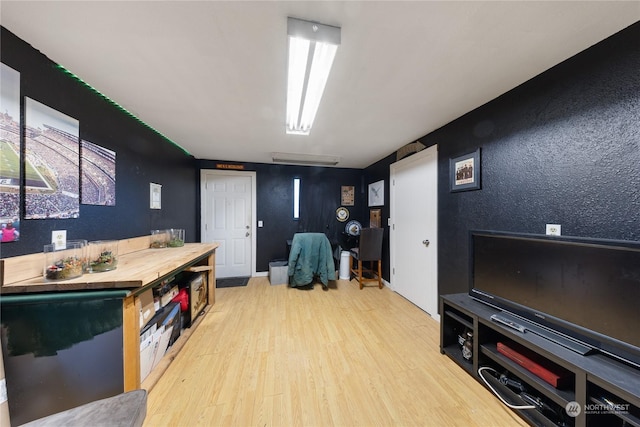 interior space with light hardwood / wood-style floors