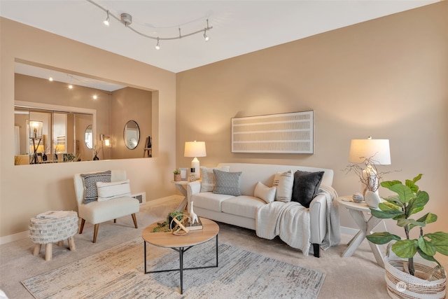 living room with carpet floors