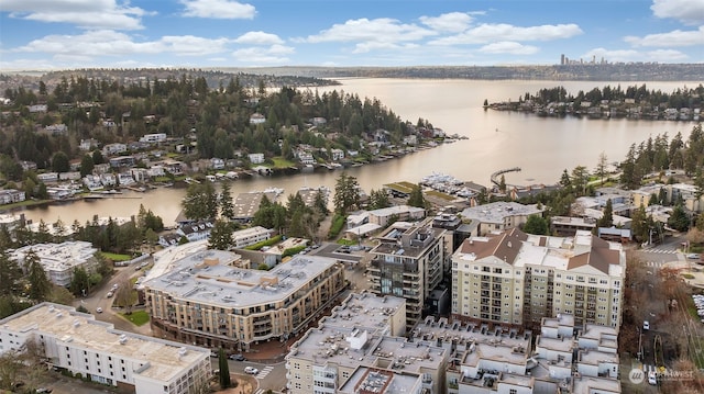 bird's eye view featuring a water view