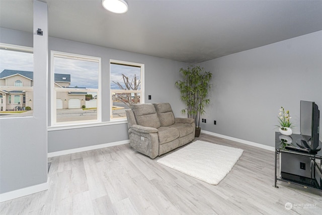 living area with light wood-type flooring