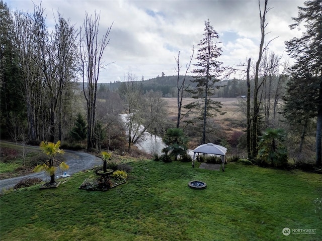 view of yard with a gazebo