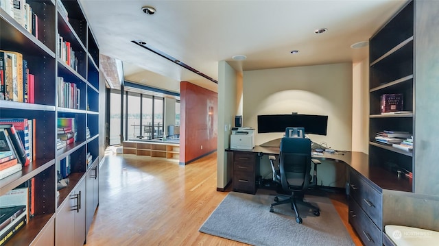 office area featuring light hardwood / wood-style floors