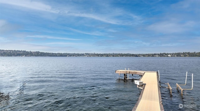 view of dock featuring a water view