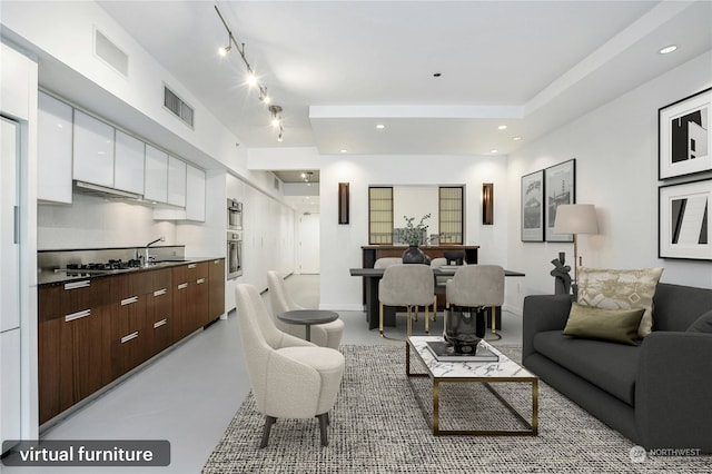 living room with sink