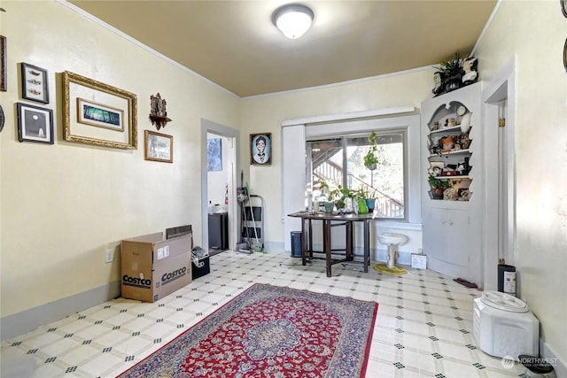 interior space featuring ornamental molding