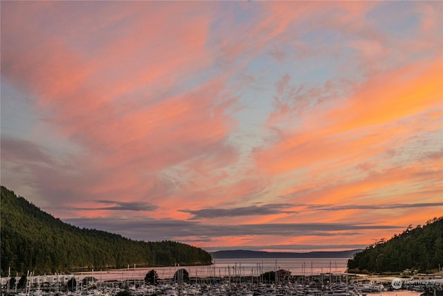 property view of mountains featuring a water view