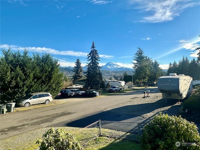 view of street with a mountain view