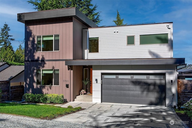 contemporary home with a garage