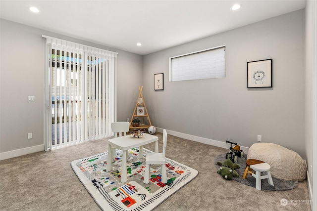 playroom with carpet floors