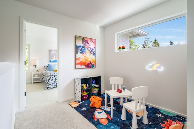 recreation room featuring carpet floors