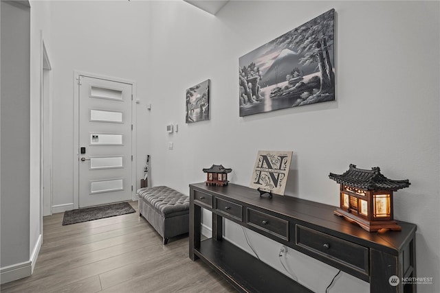 entryway with light hardwood / wood-style floors