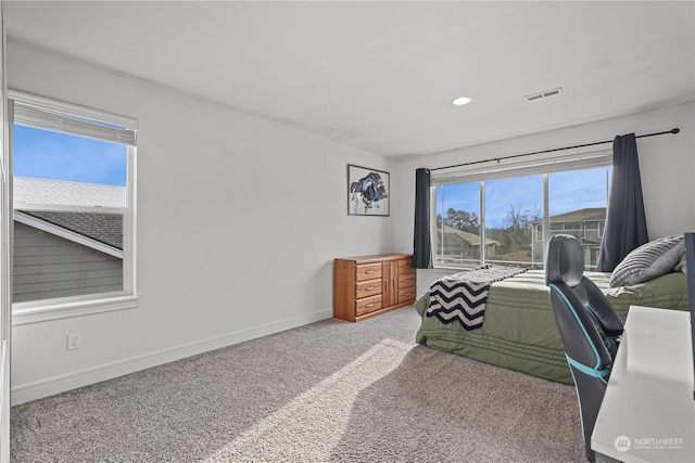 view of carpeted home office