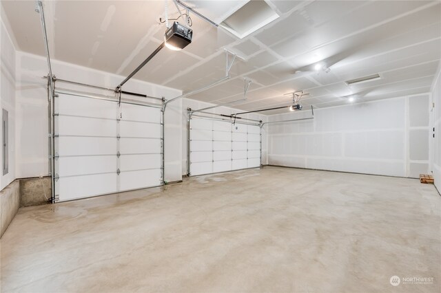 garage with a garage door opener