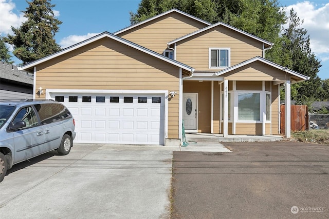 view of front of home with a garage