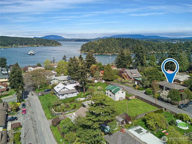 360 Linder St, Friday Harbor, WA 98250 - bird's eye view with a water and mountain view