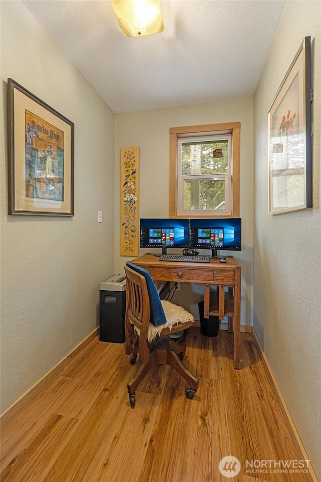 360 Linder St, Friday Harbor, WA 98250 - office area with baseboards and wood finished floors