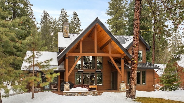 view of snow covered property