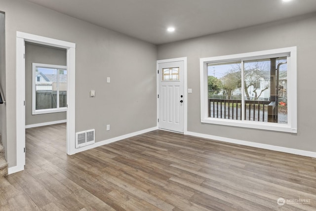 foyer entrance featuring wood-type flooring