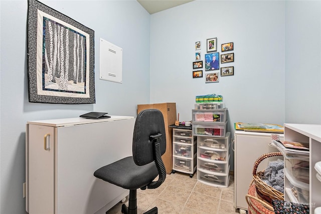 office area with light tile patterned floors