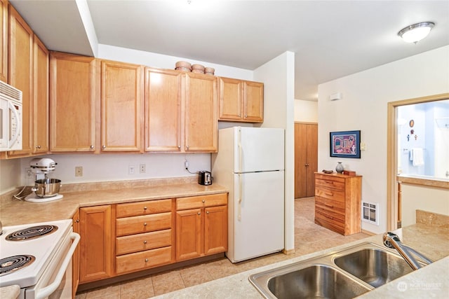 kitchen with white appliances and sink