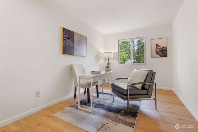 living area featuring hardwood / wood-style floors