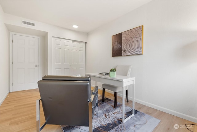 office featuring hardwood / wood-style floors