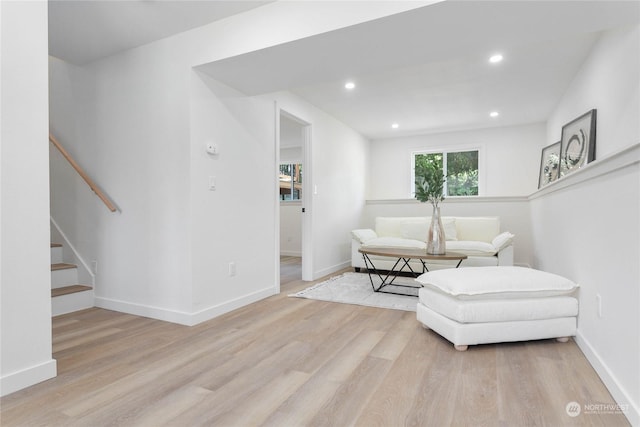 living room featuring light hardwood / wood-style flooring