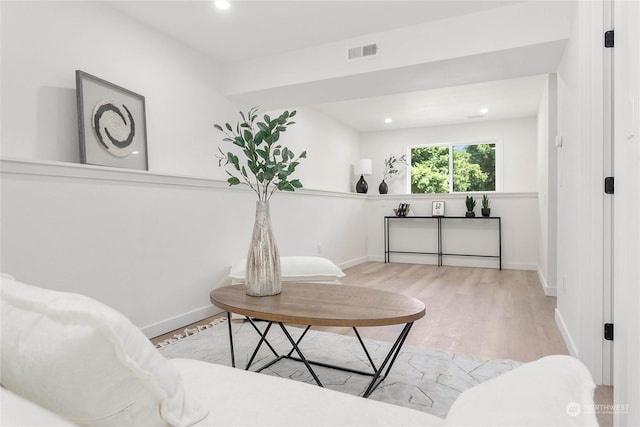 living area featuring light hardwood / wood-style flooring