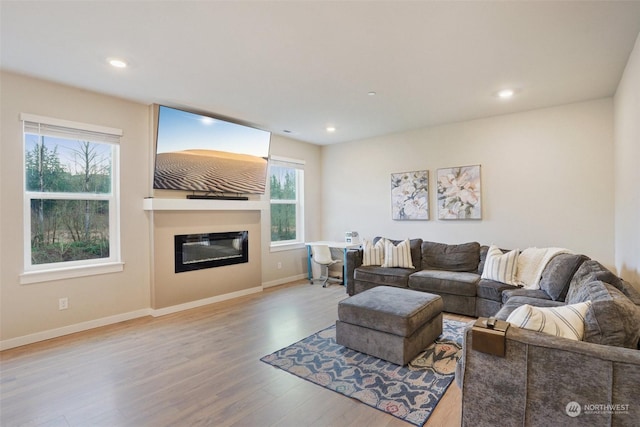 living room with light wood-type flooring