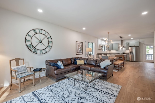 living room featuring light hardwood / wood-style floors