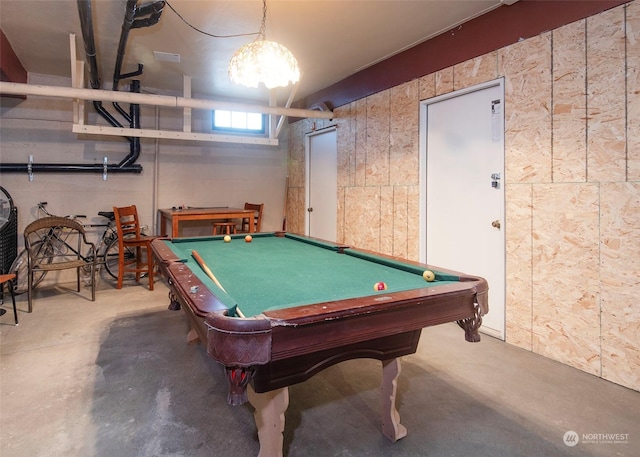 game room featuring concrete flooring and billiards