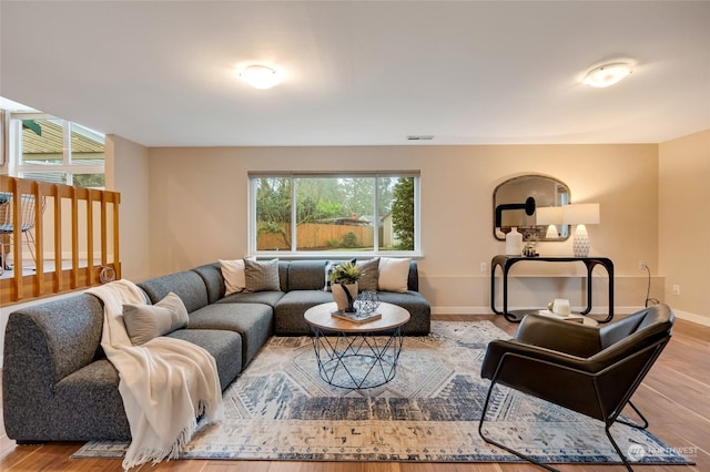 living room featuring light hardwood / wood-style flooring