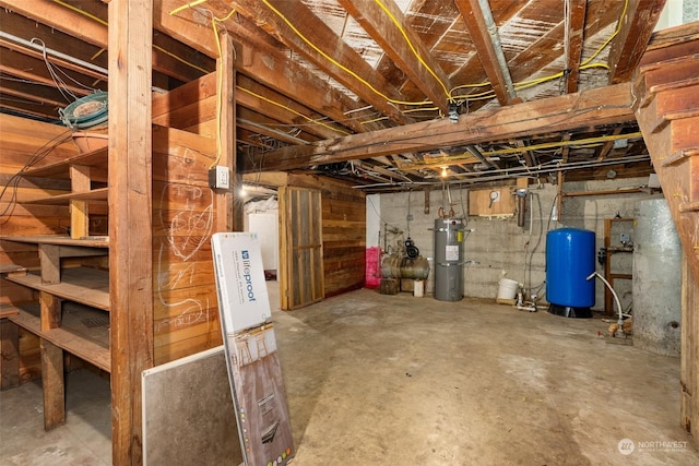 basement featuring water heater