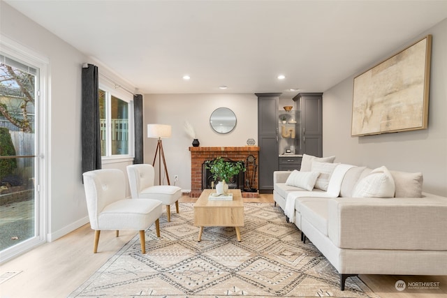 living room featuring light hardwood / wood-style flooring