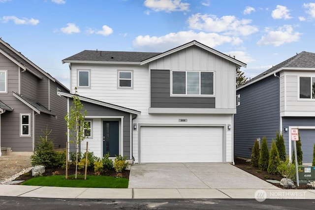 view of front property with a garage