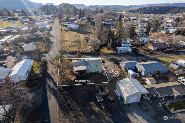 aerial view featuring a mountain view