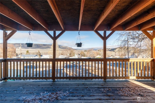 deck with a mountain view